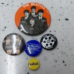 Vintage The Beatles Button Pin Set Bundle Of 5